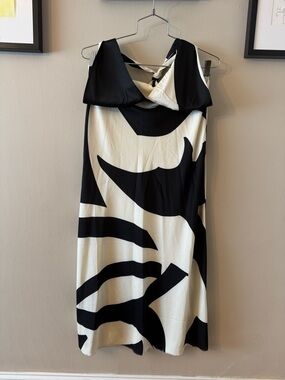 Bardot Black & White One-Shoulder Abstract Midi Dress
